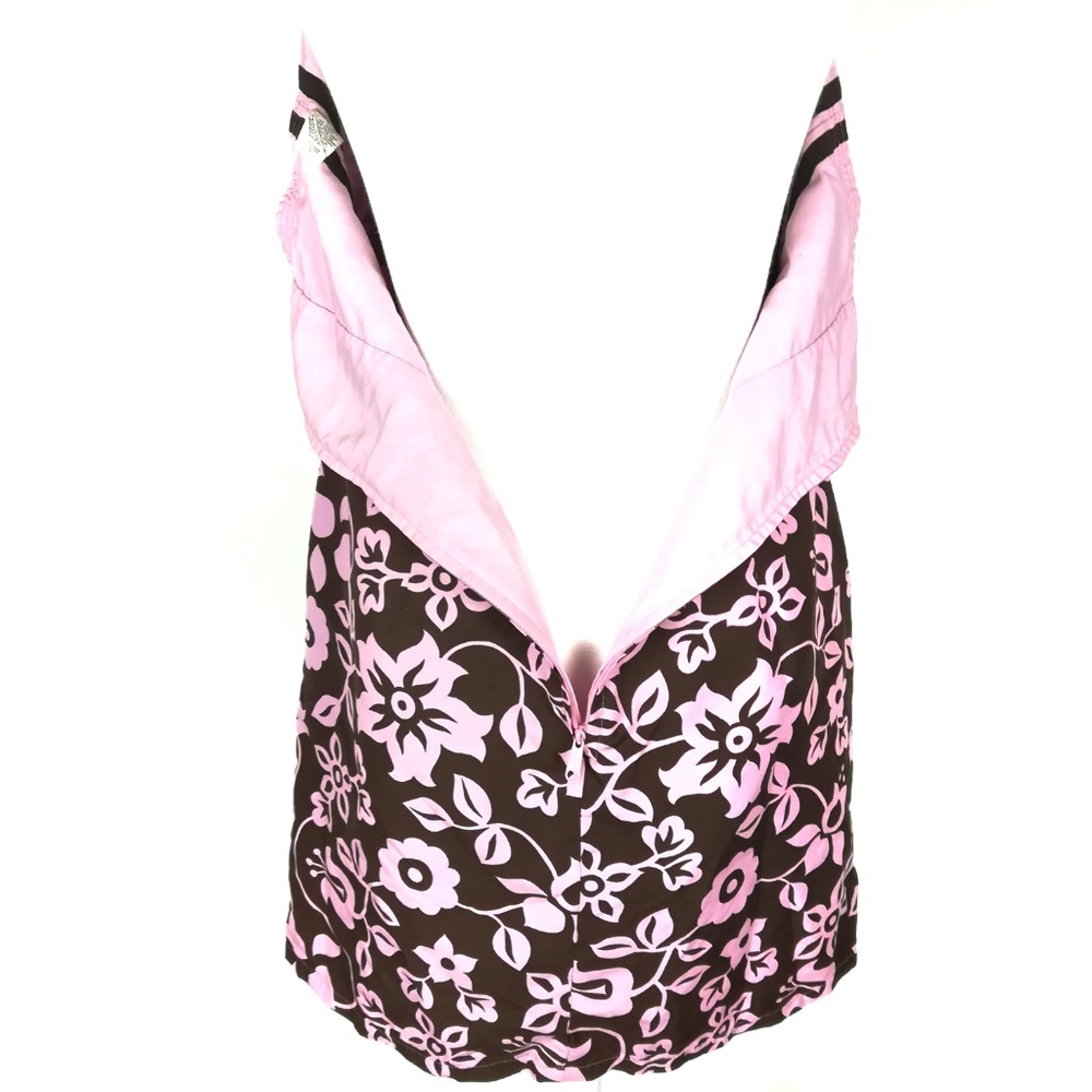 * halter sleeveless summer dress pink brown floral - Picture 5 of 8